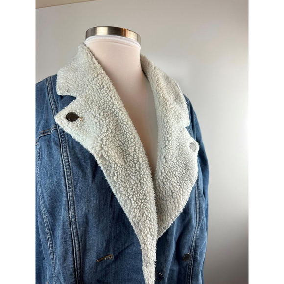 Lane Bryant Midi Denim Jacket Medium Wash Sherpa Women's Plus Size 26/28 H14229 - Picture 12 of 13